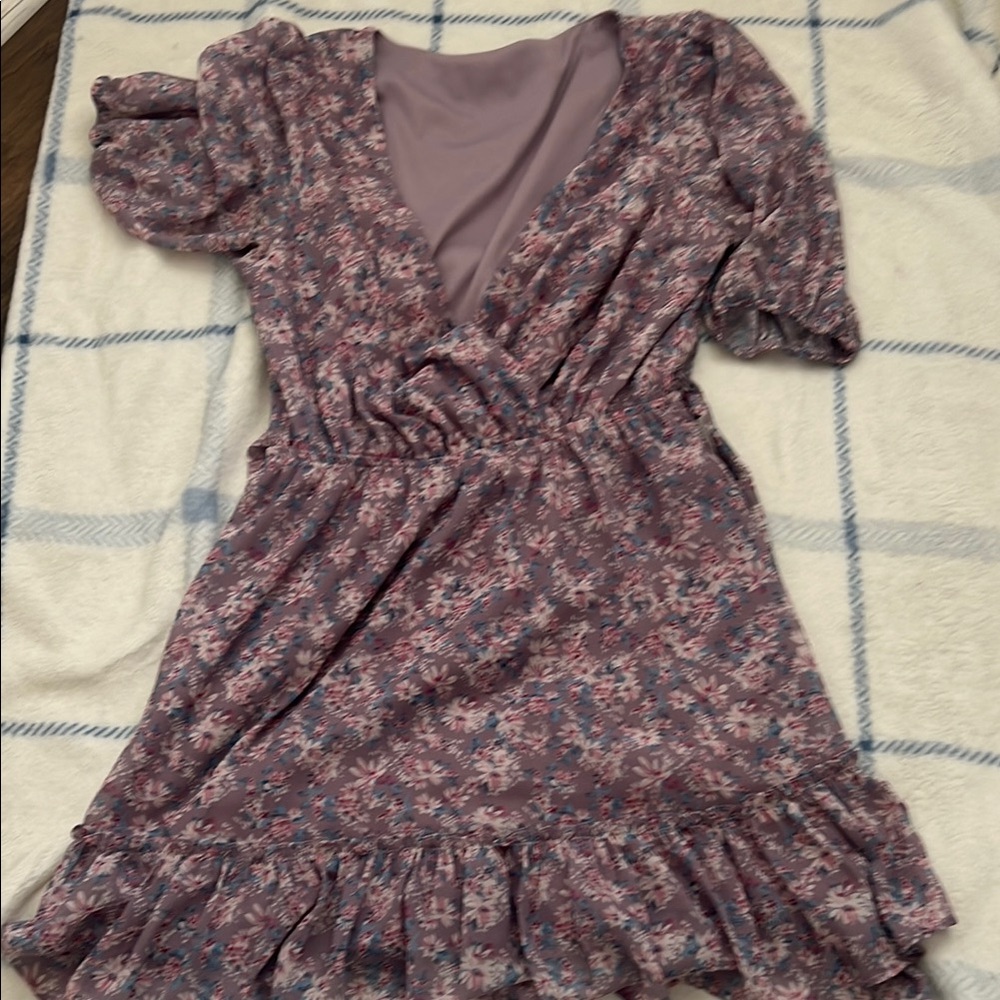 Melrose and Market Floral High Low Dress - Purple and Pink